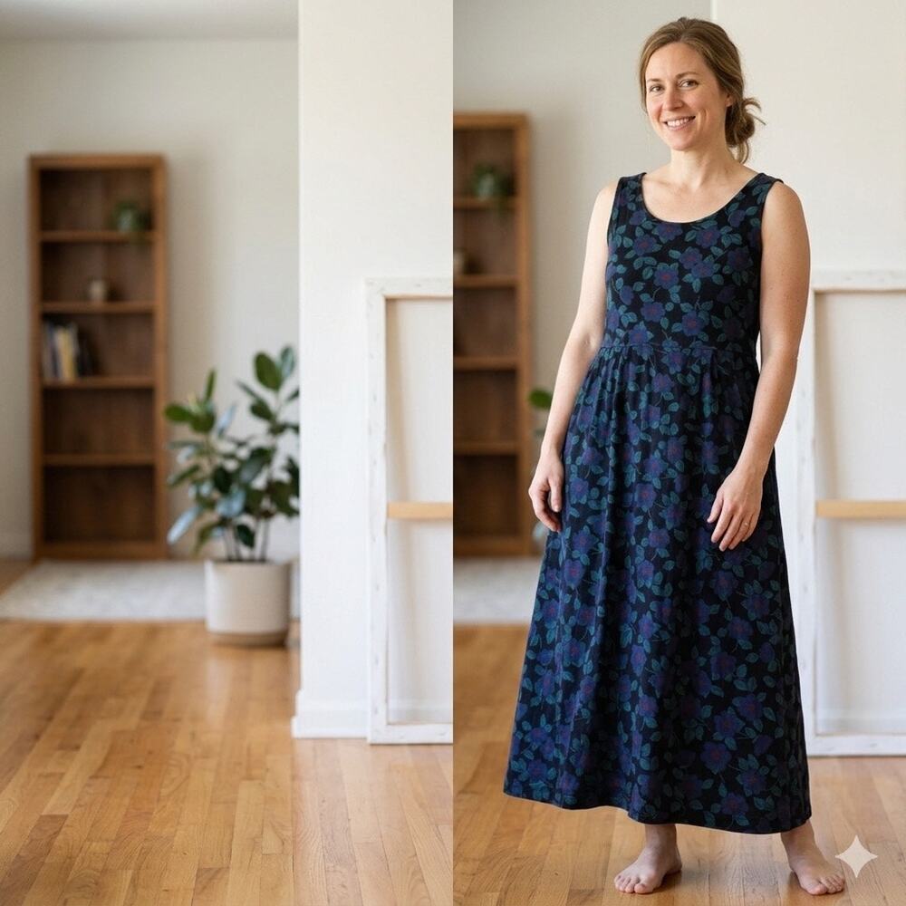Vintage 90s Fresh Produce Floral Maxi Dress - Made in USA - Size Small (Med)